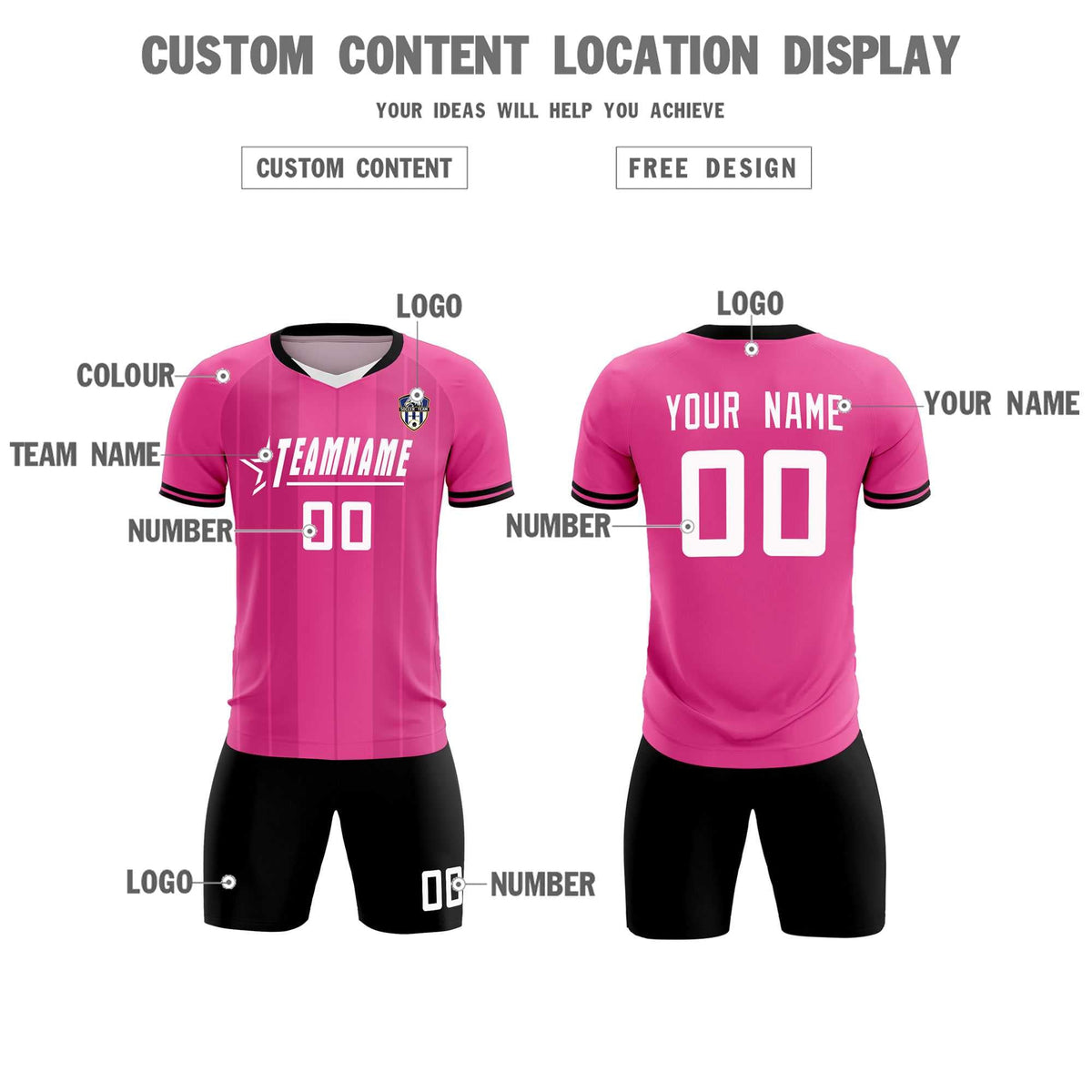 Custom Pink Classic Striped Personalized Football Kit Jersey