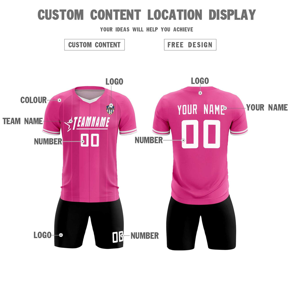 Custom Pink Classic Striped Personalized Football Kit Jersey