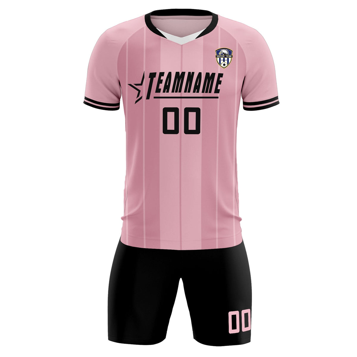 Custom Light Pink Classic Striped Personalized Soccer Tops/Sets Jersey