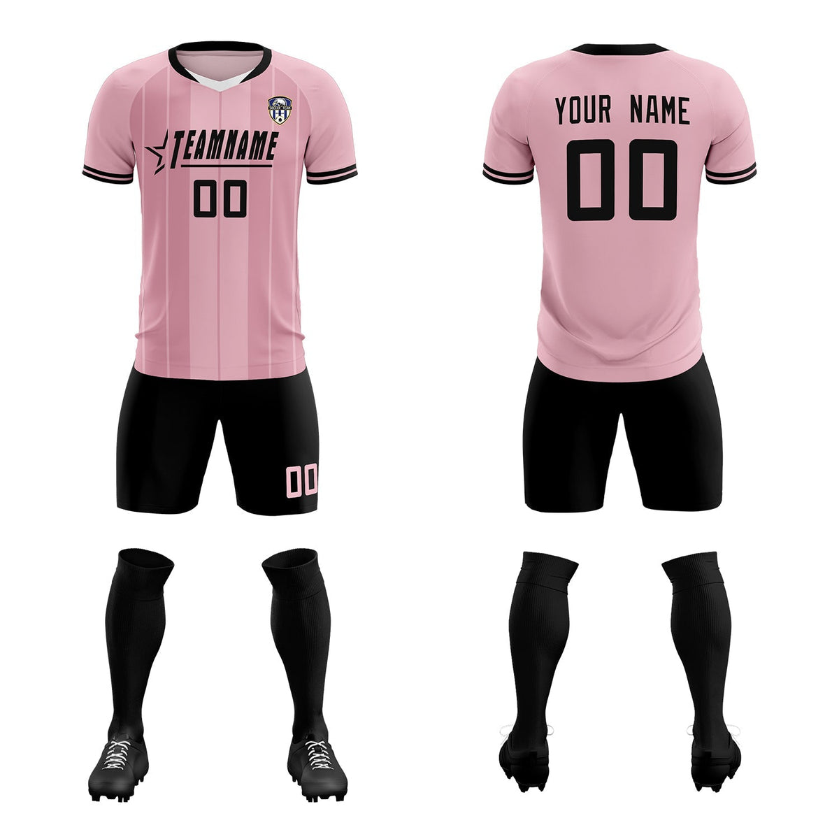 Custom Light Pink Classic Striped Personalized Soccer Tops/Sets Jersey
