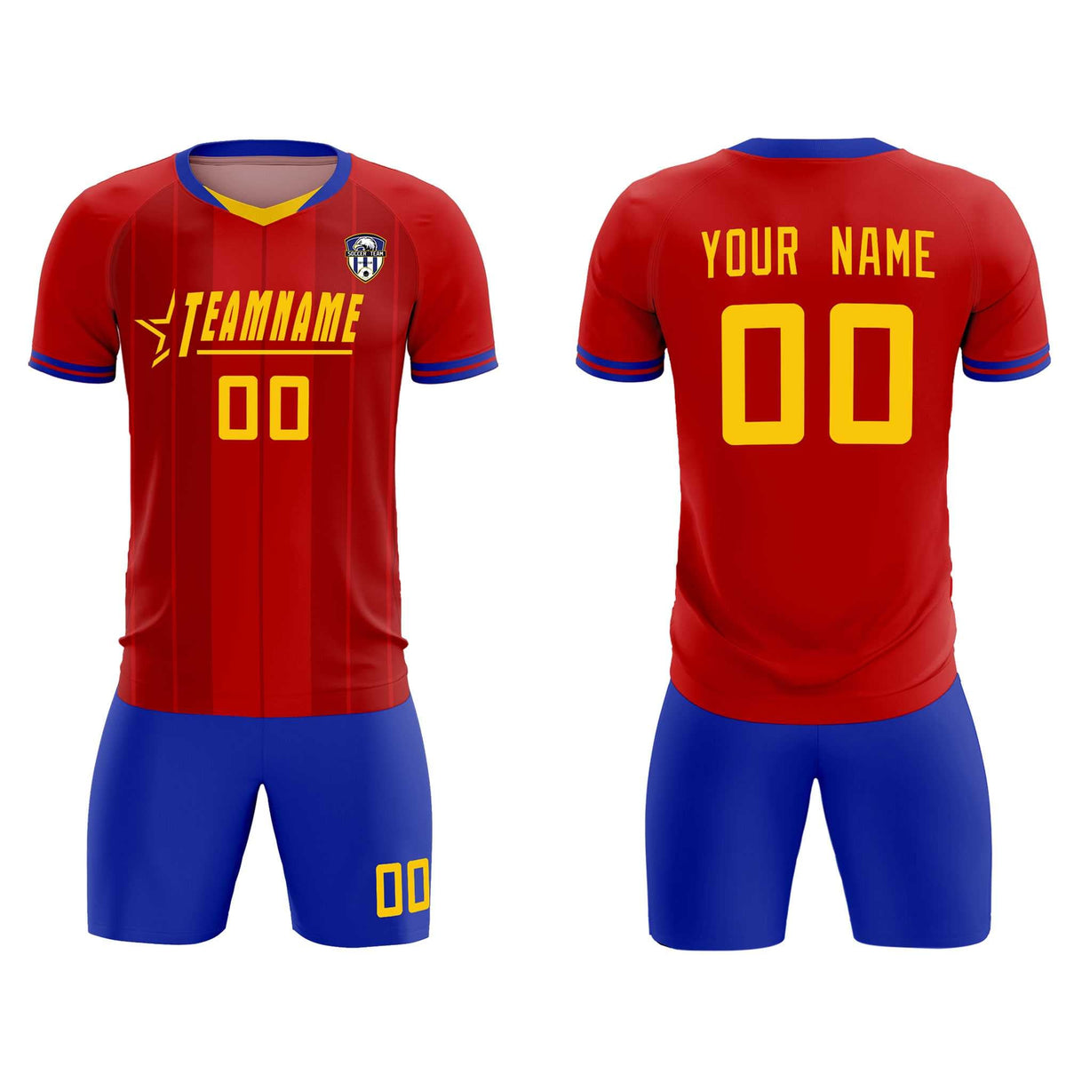 Custom Red Classic Striped Personalized Soccer Tops/Sets Jersey