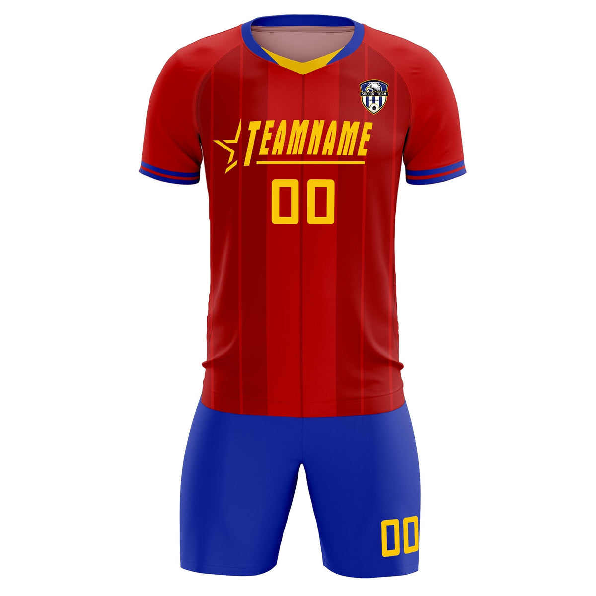 Custom Red Classic Striped Personalized Soccer Tops/Sets Jersey