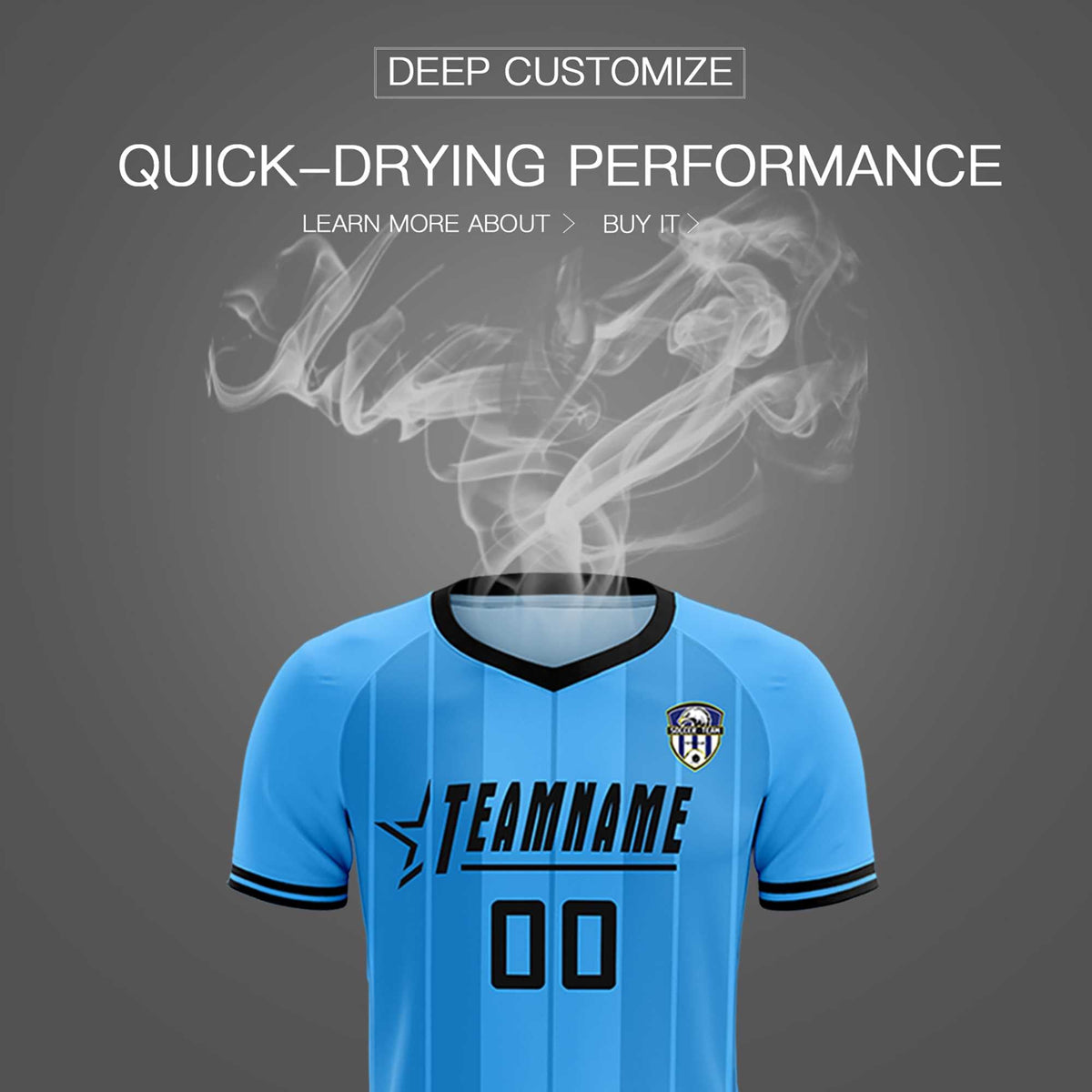 Custom Powder Blue Classic Striped Personalized Soccer Tops/Sets Jersey