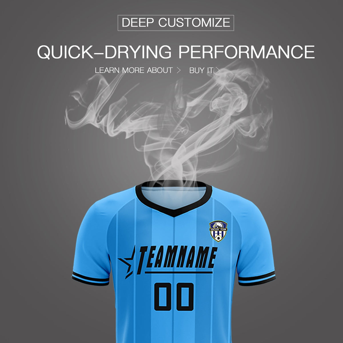 Custom Powder Blue Classic Striped Personalized Football Kit Jersey
