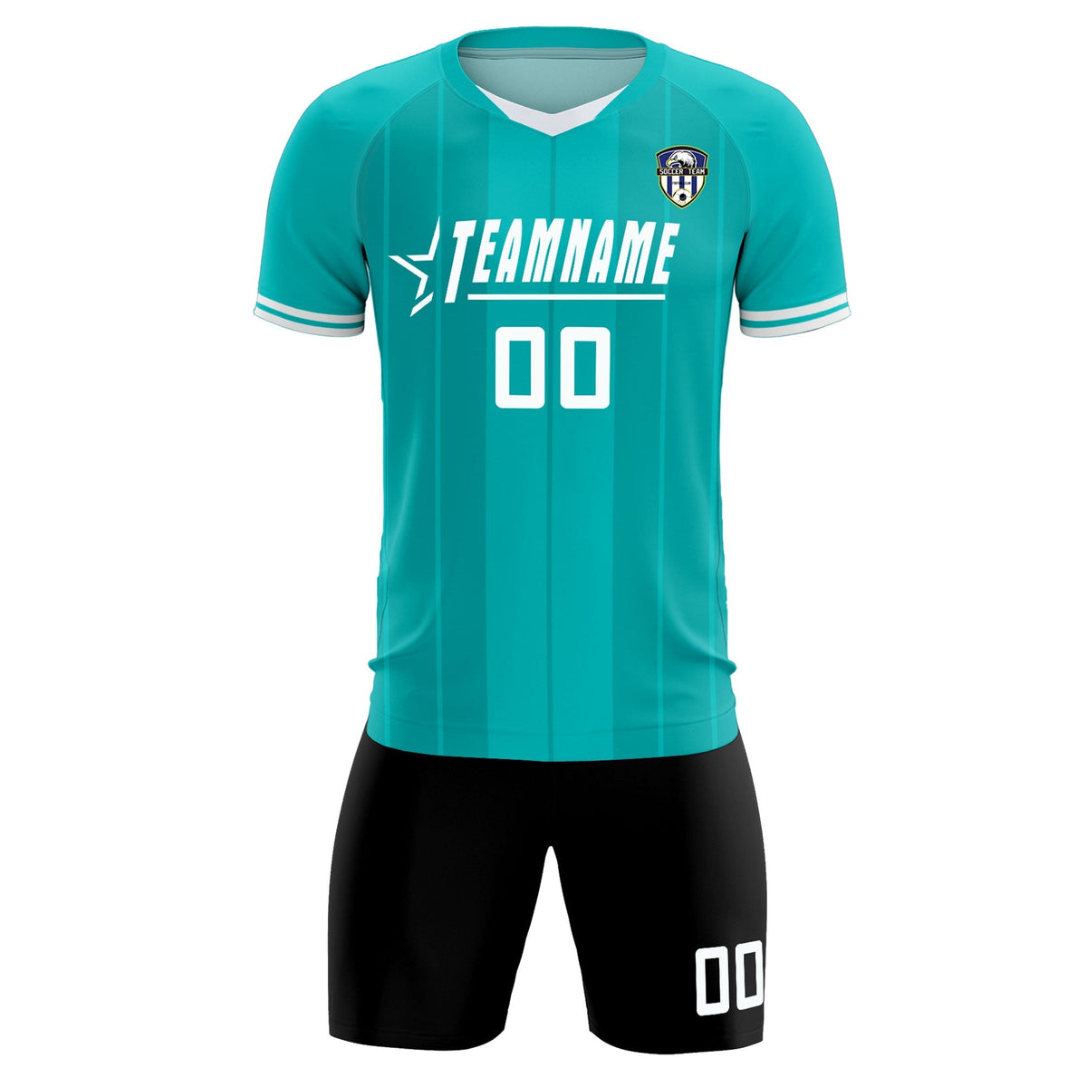 Custom Green Classic Striped Personalized Soccer Kit Jersey