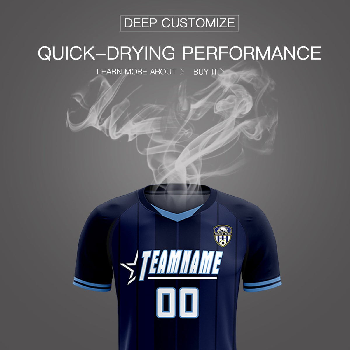 Custom Navy Classic Striped Personalized Soccer Kit Jersey