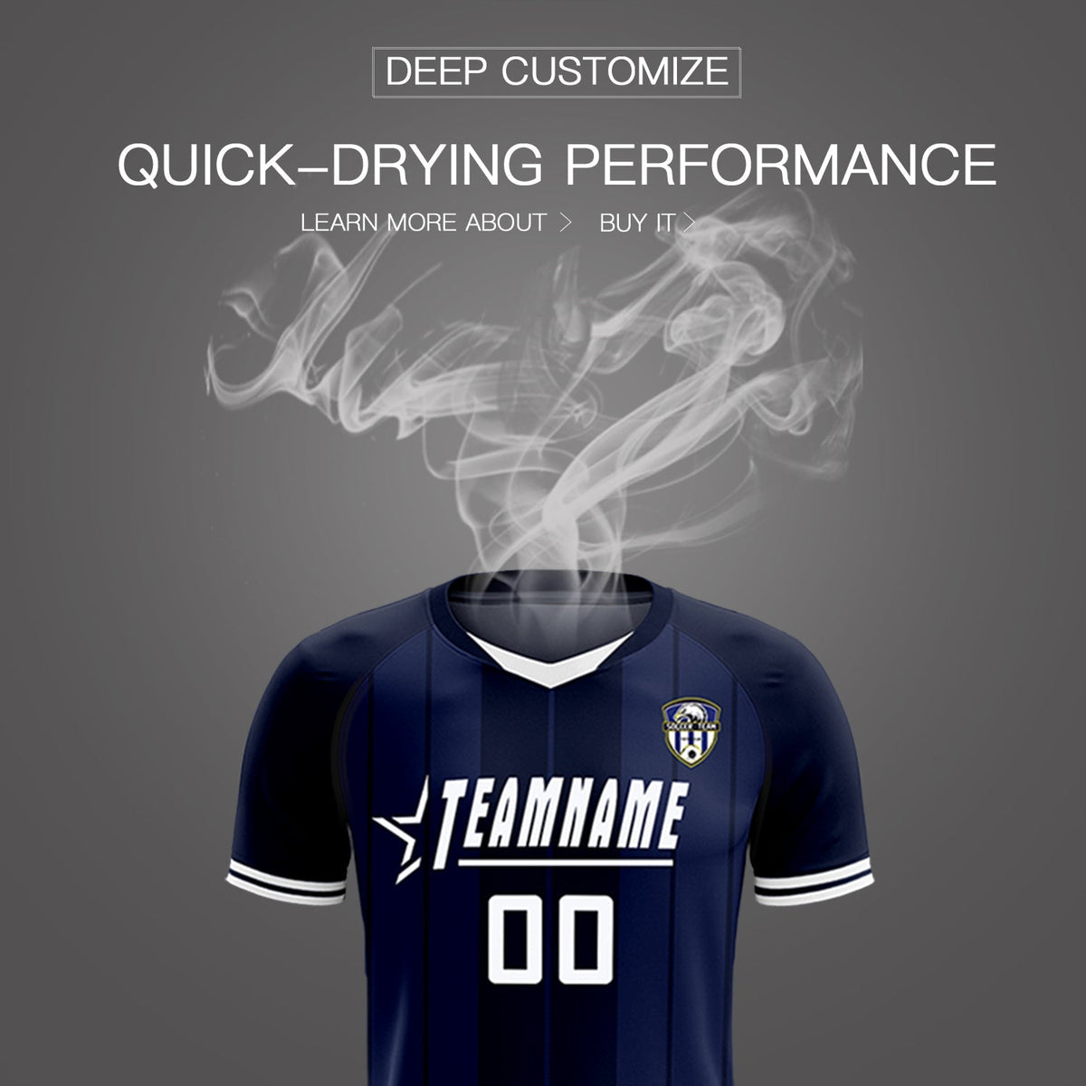 Custom Navy Classic Striped Personalized Soccer Kit Jersey