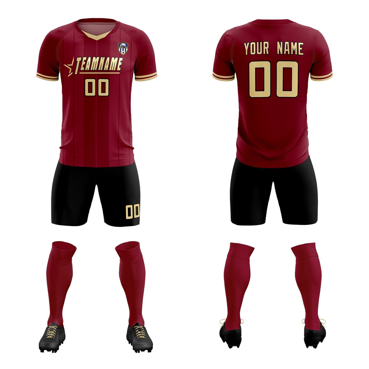 Custom Crimson Classic Striped Personalized Soccer Tops/Sets Jersey