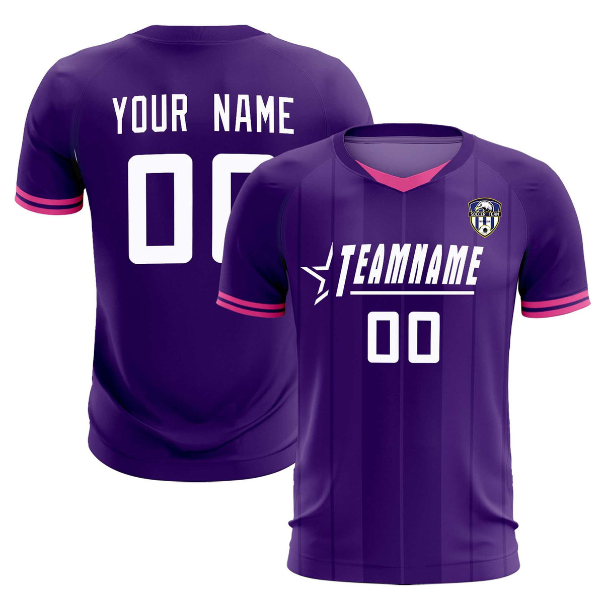 Custom Purple Classic Striped Personalized Soccer Kit Jersey