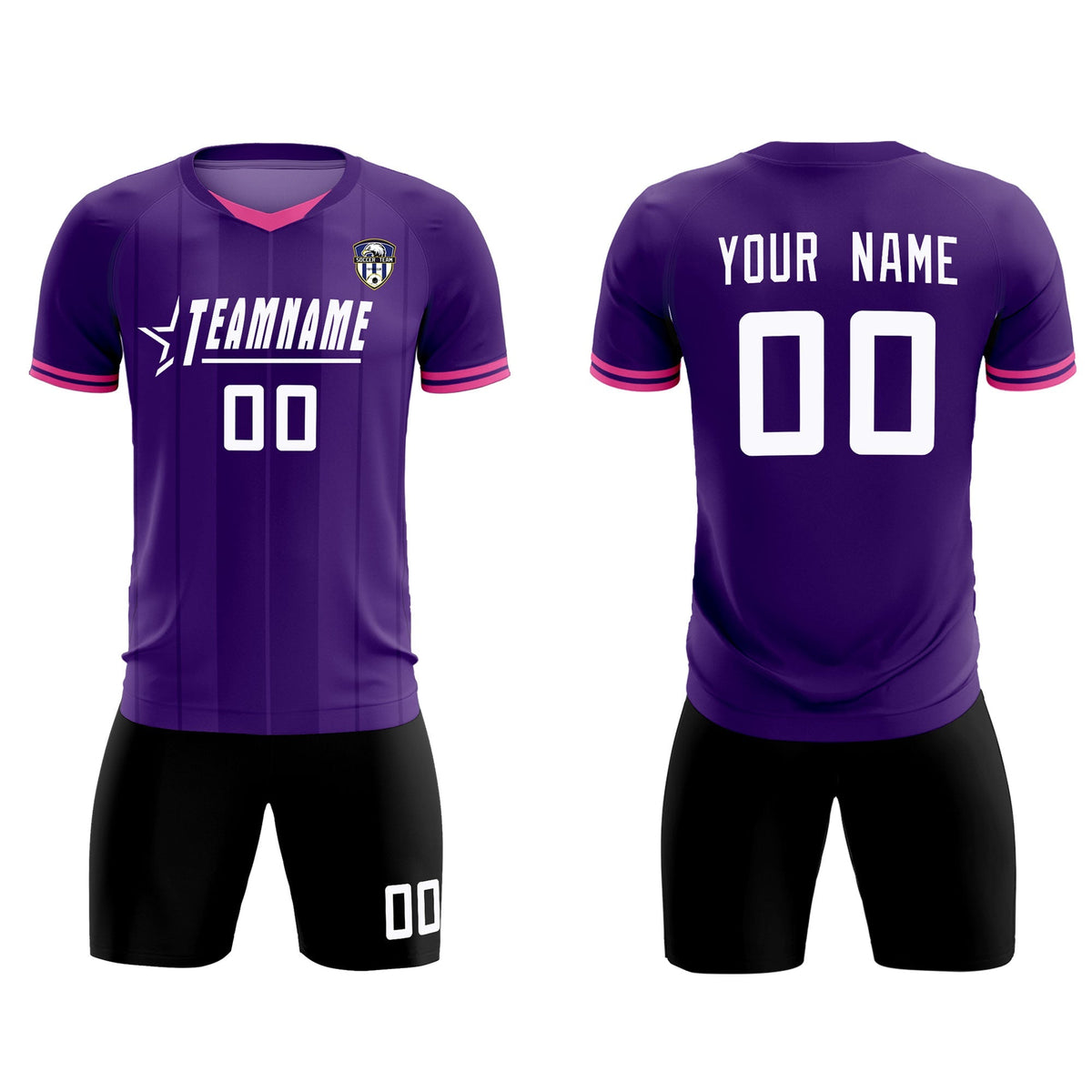 Custom Purple Classic Striped Personalized Soccer Kit Jersey