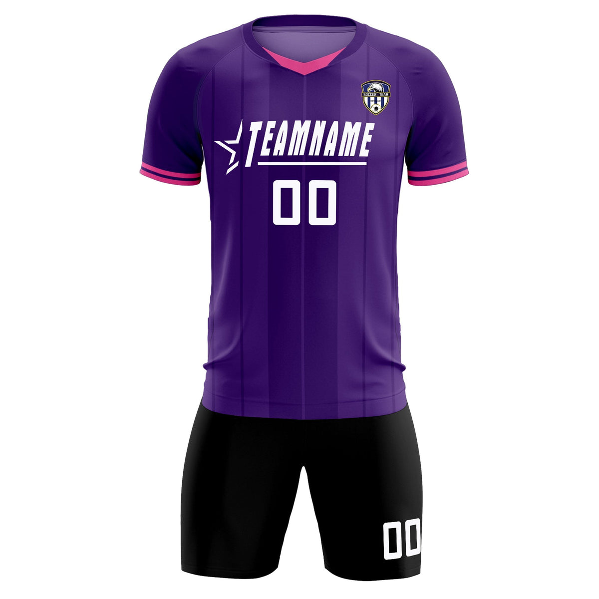 Custom Purple Classic Striped Personalized Soccer Kit Jersey