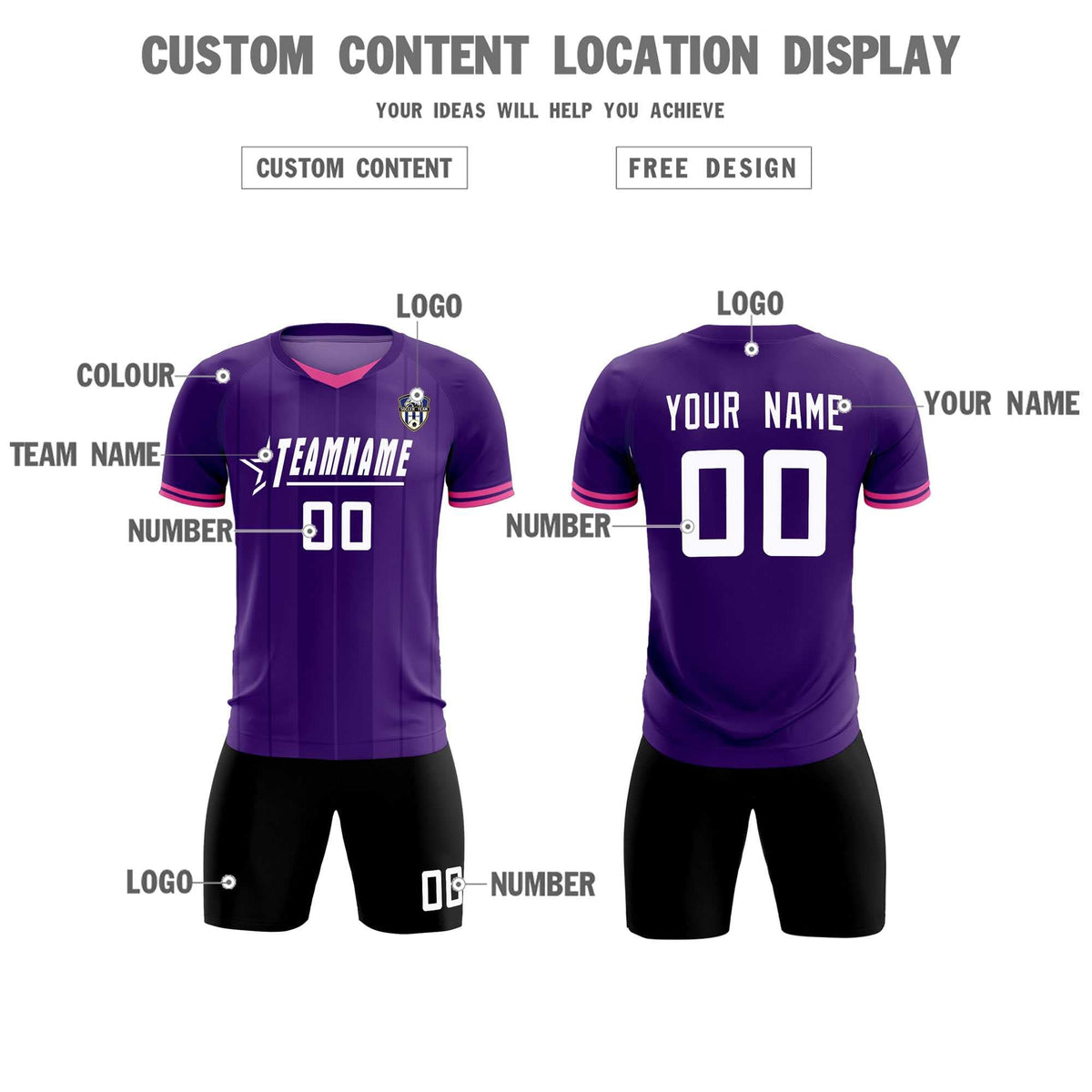 Custom Purple Classic Striped Personalized Soccer Tops/Sets Jersey