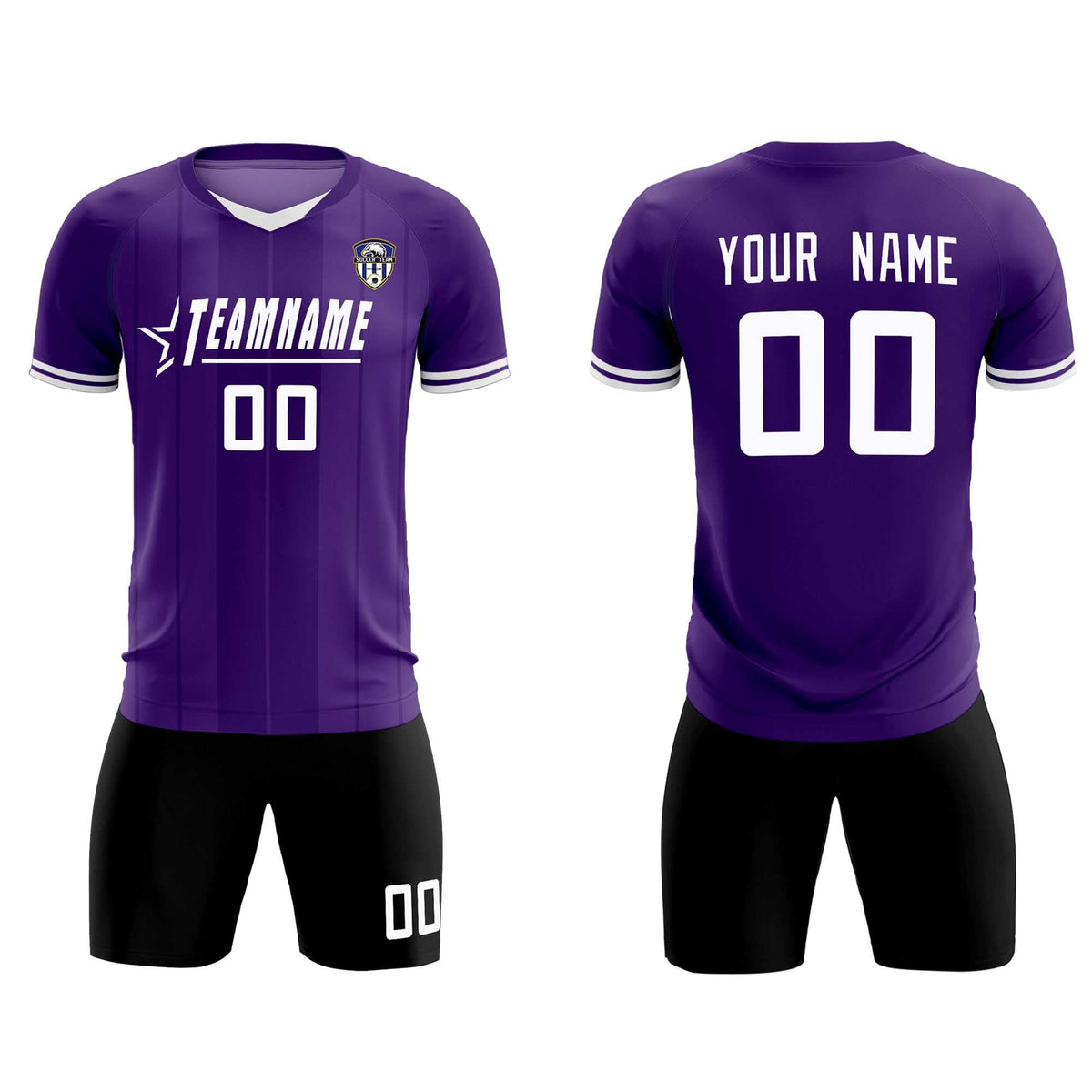 Custom Purple Classic Striped Personalized Soccer Kit Jersey