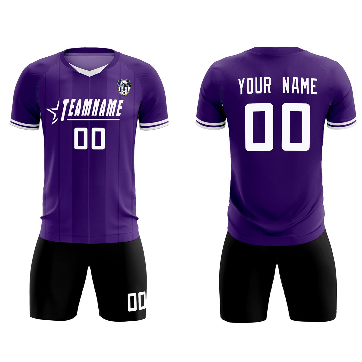 Custom Purple Classic Striped Personalized Soccer Kit Jersey