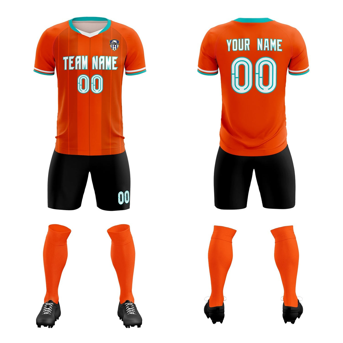 Custom Orange Classic Striped Personalized Soccer Tops/Sets Jersey