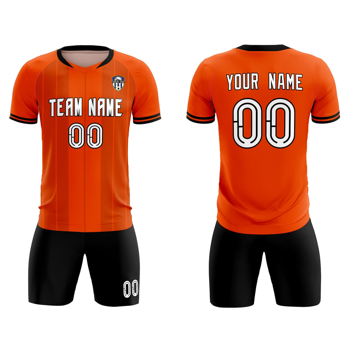 Custom Orange Classic Striped Personalized Soccer Tops/Sets Jersey