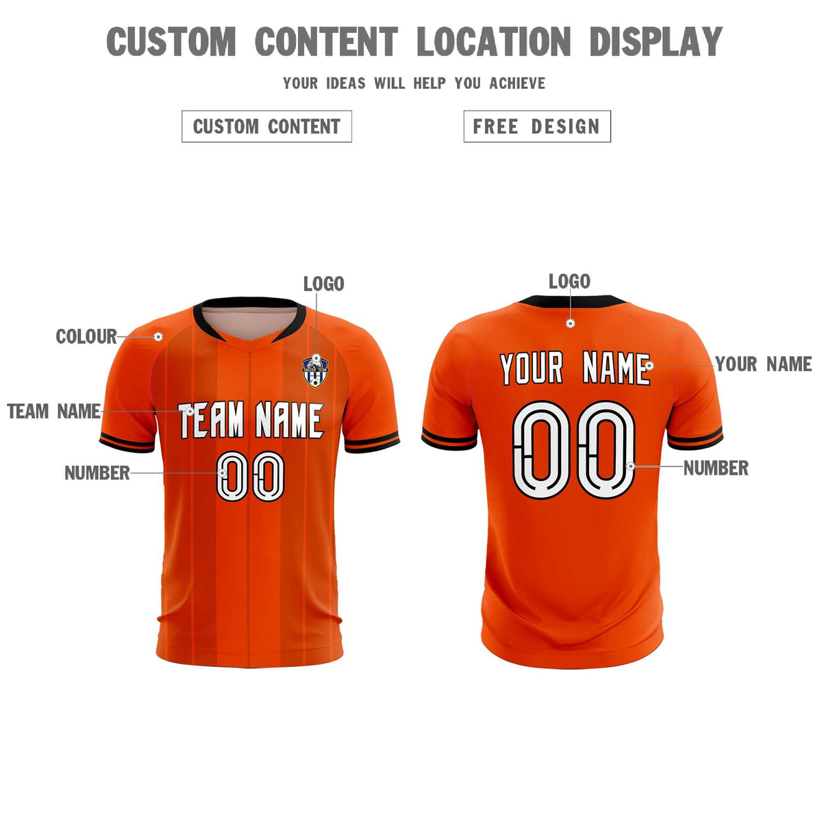 Custom Orange Classic Striped Personalized Football Kit Jersey