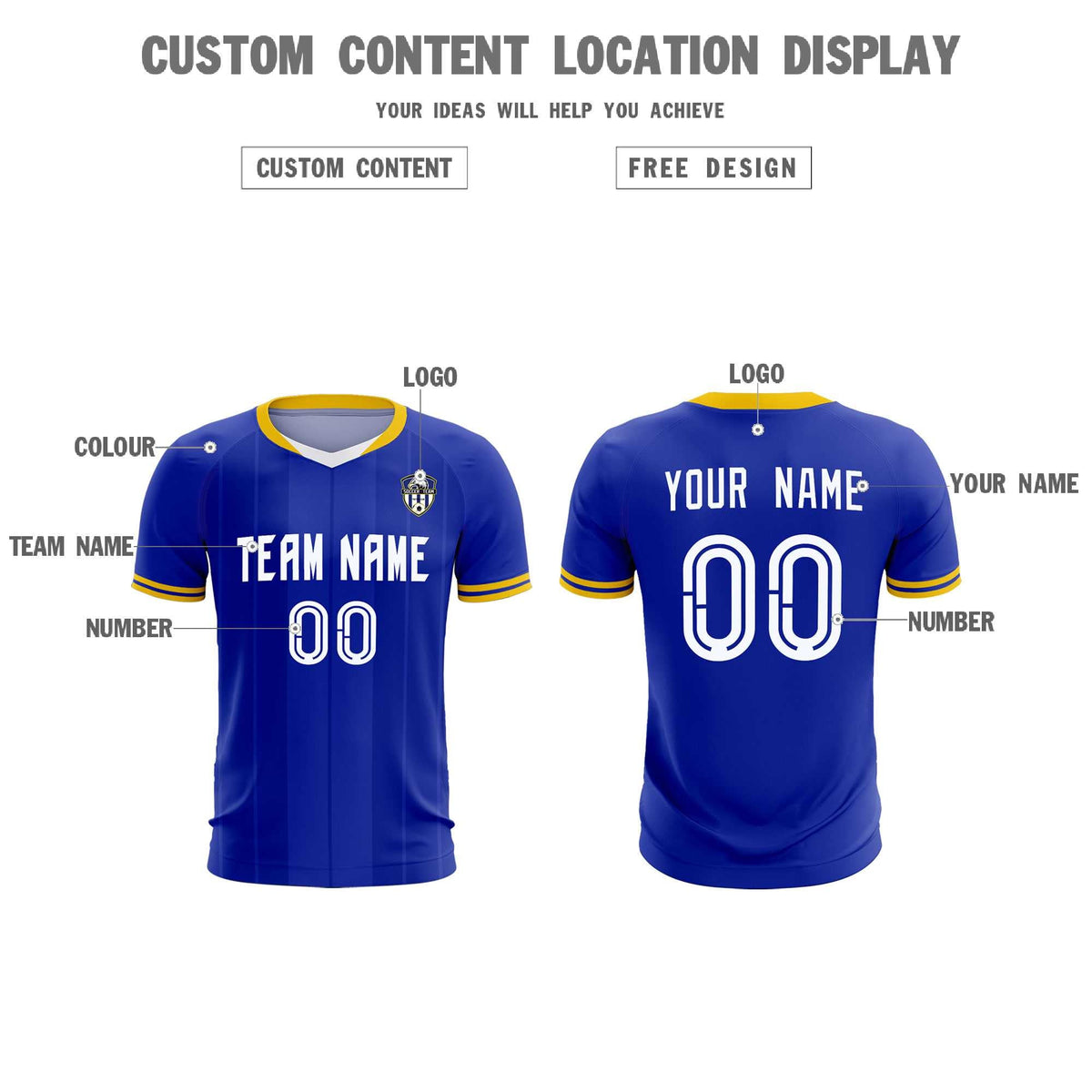 Custom Royal Classic Striped Personalized Soccer Tops/Sets Jersey