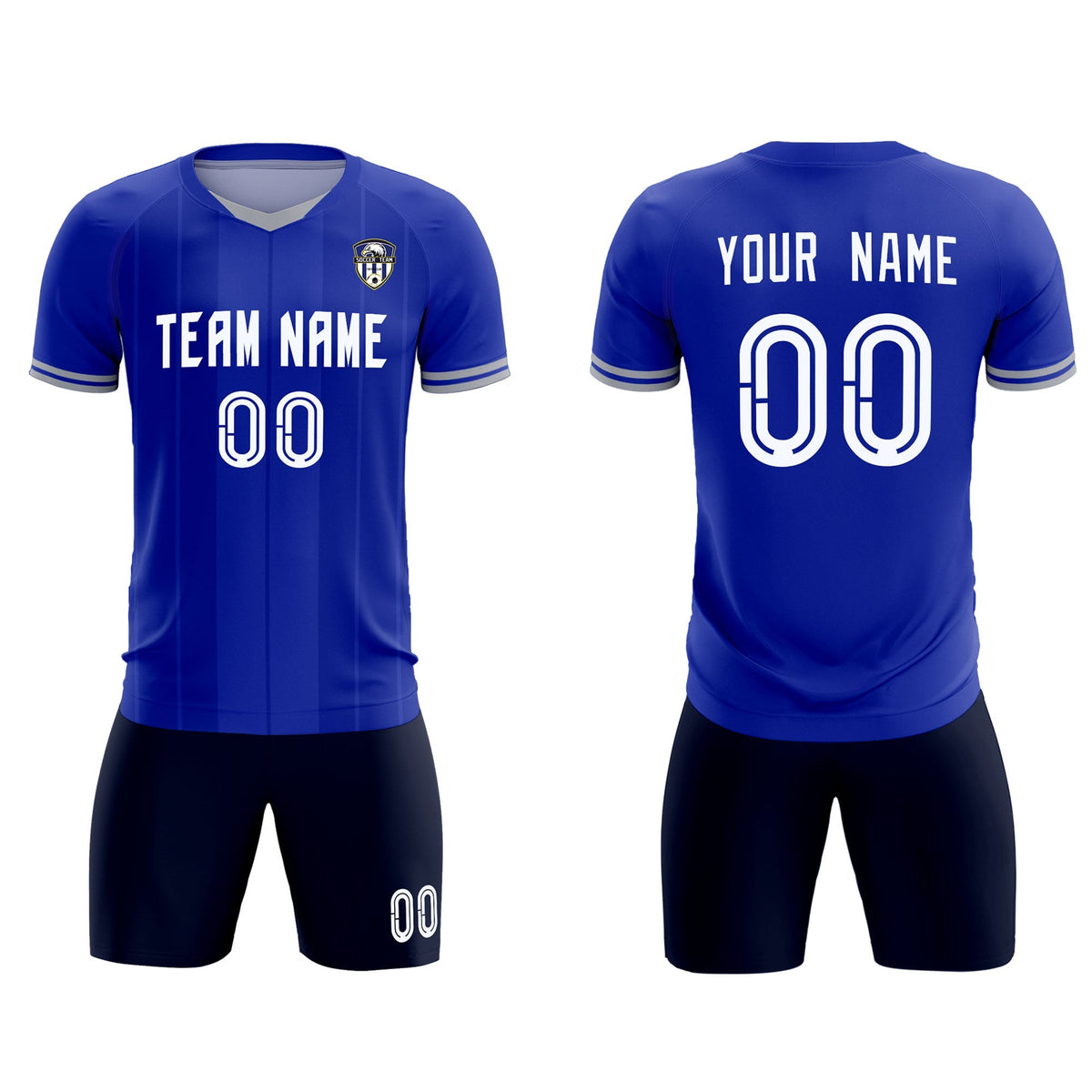 Custom Royal Classic Striped Personalized Soccer Tops/Sets Jersey