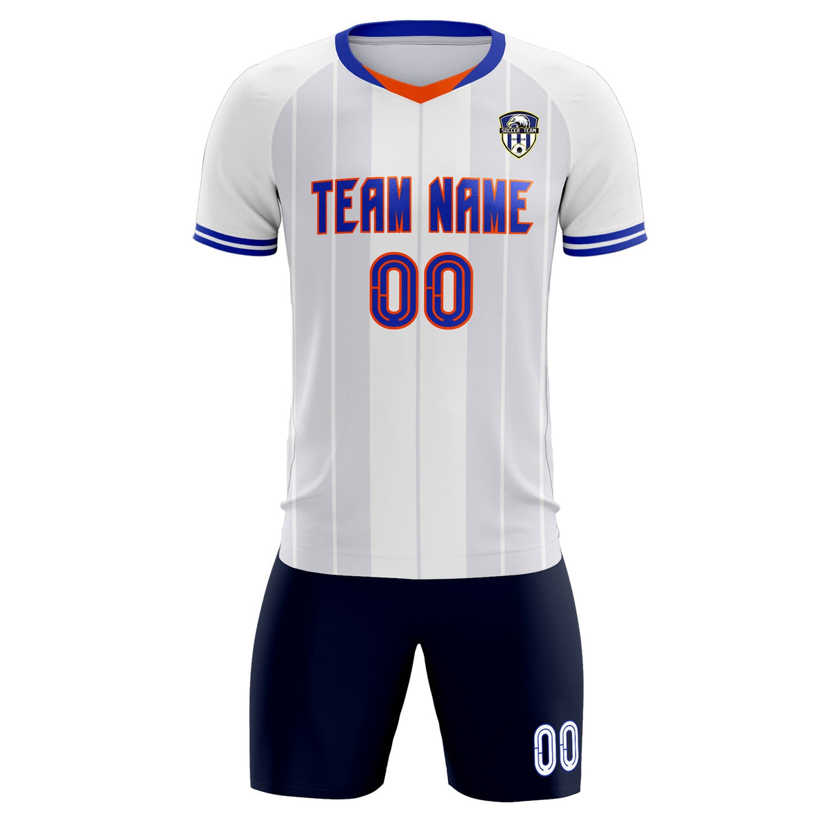 Custom White Classic Striped Personalized Soccer Tops/Sets Jersey
