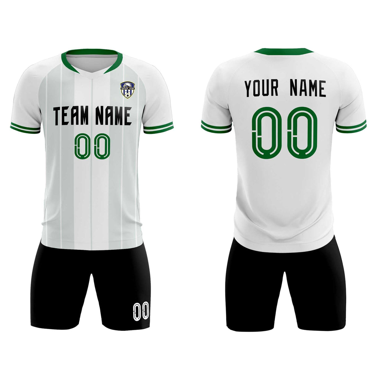 Custom White Classic Striped Personalized Soccer Tops/Sets Jersey