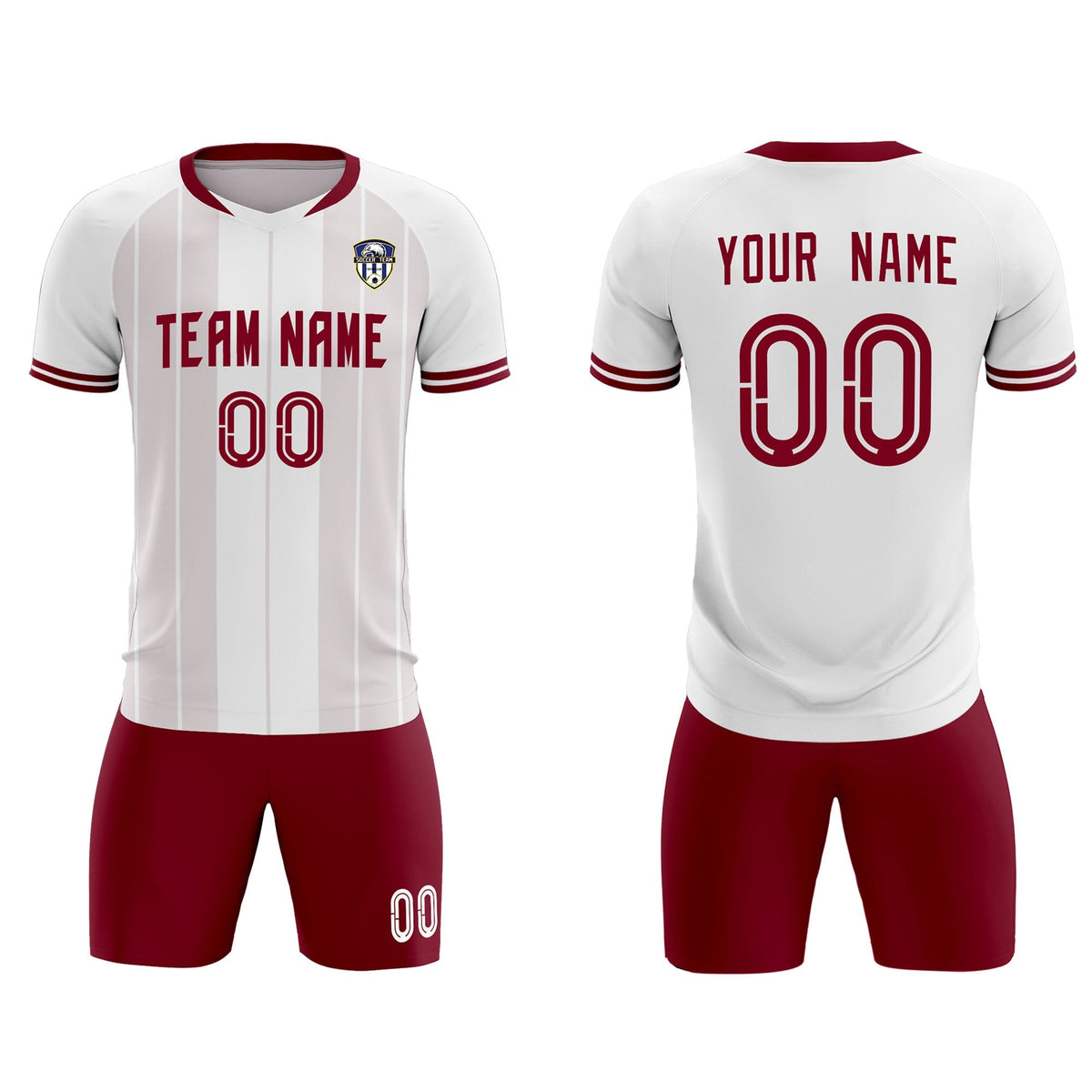 Custom White Classic Striped Personalized Soccer Tops/Sets Jersey