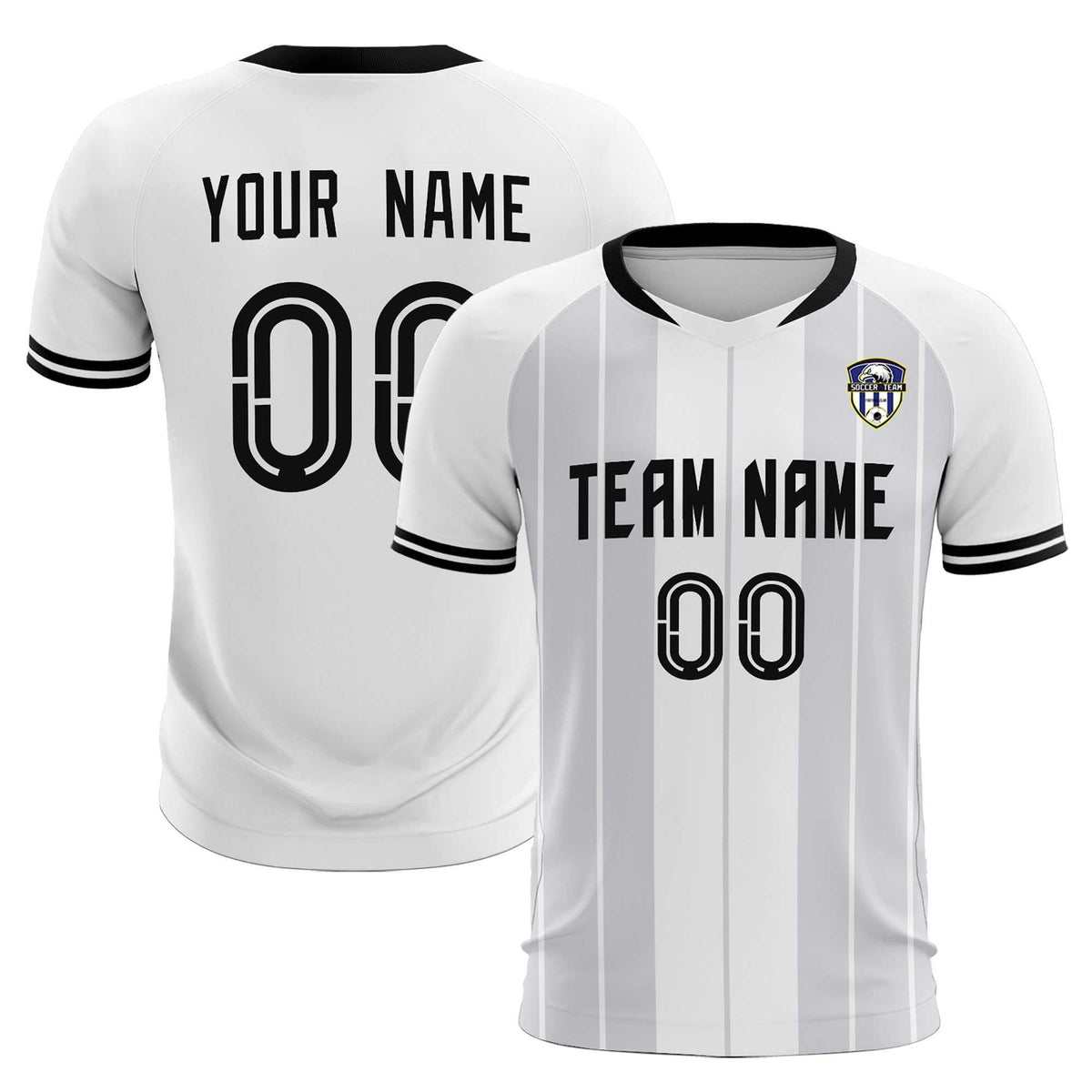 Custom White Classic Striped Personalized Soccer Tops/Sets Jersey