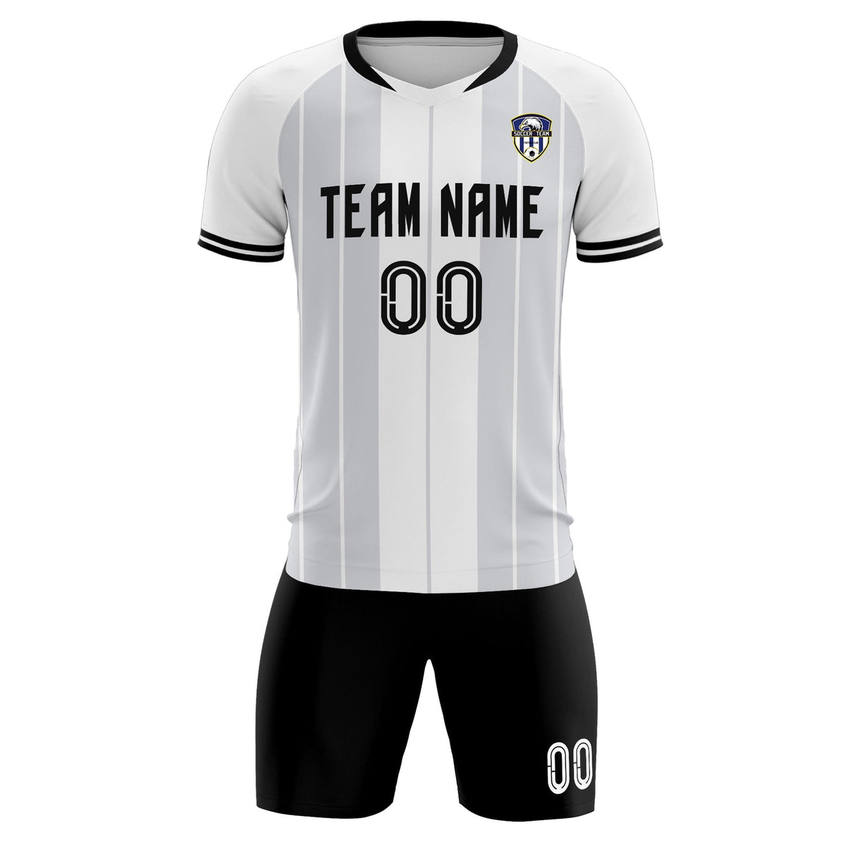 Custom White Classic Striped Personalized Soccer Tops/Sets Jersey
