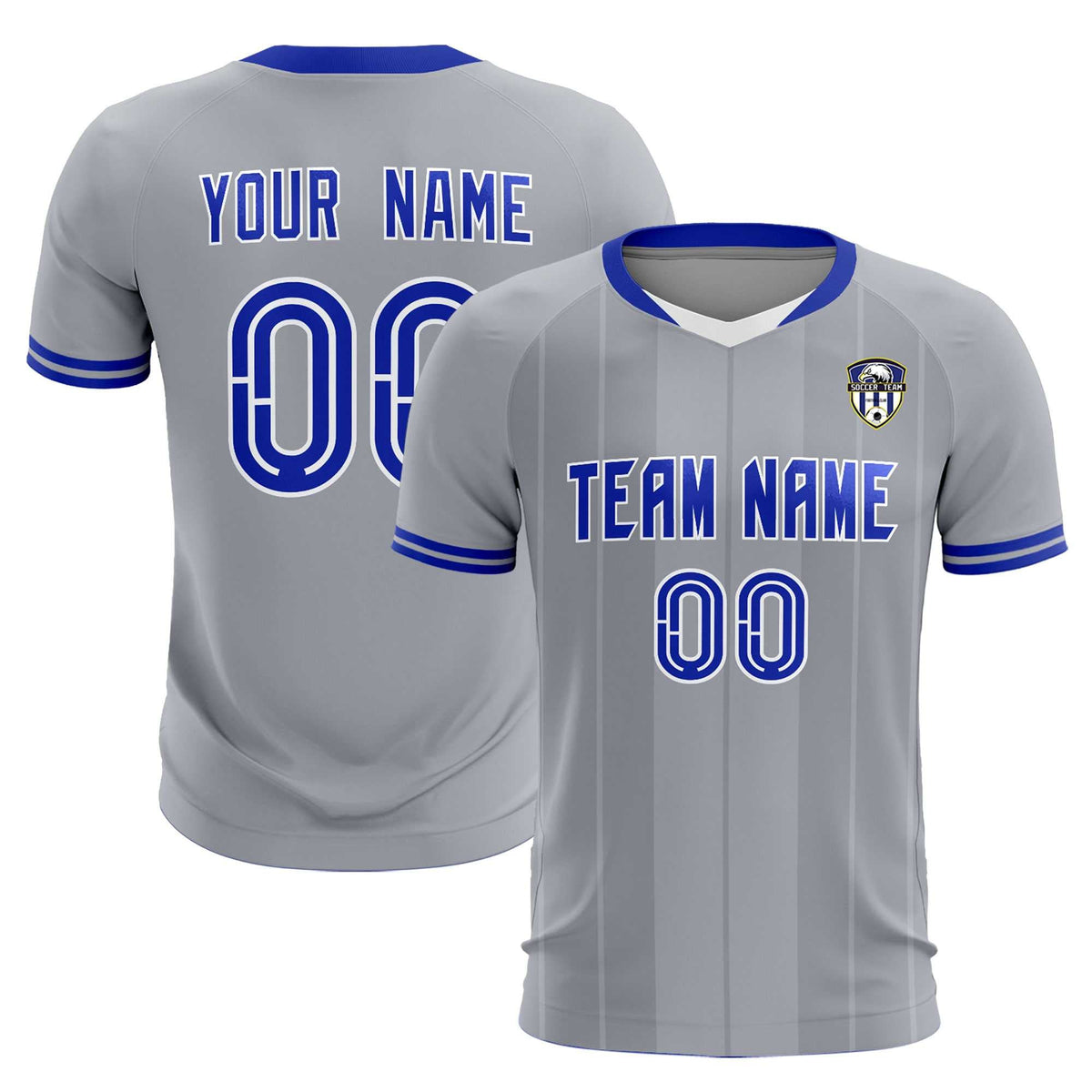 Custom Gray Classic Striped Personalized Soccer Tops/Sets Jersey
