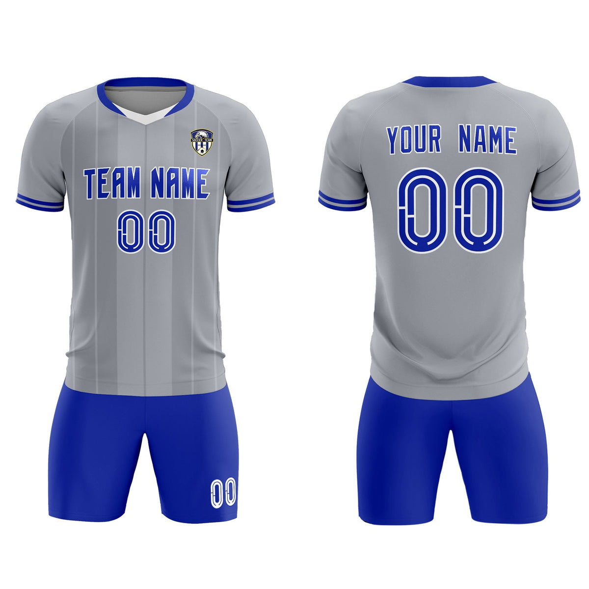 Custom Gray Classic Striped Personalized Football Kit Jersey