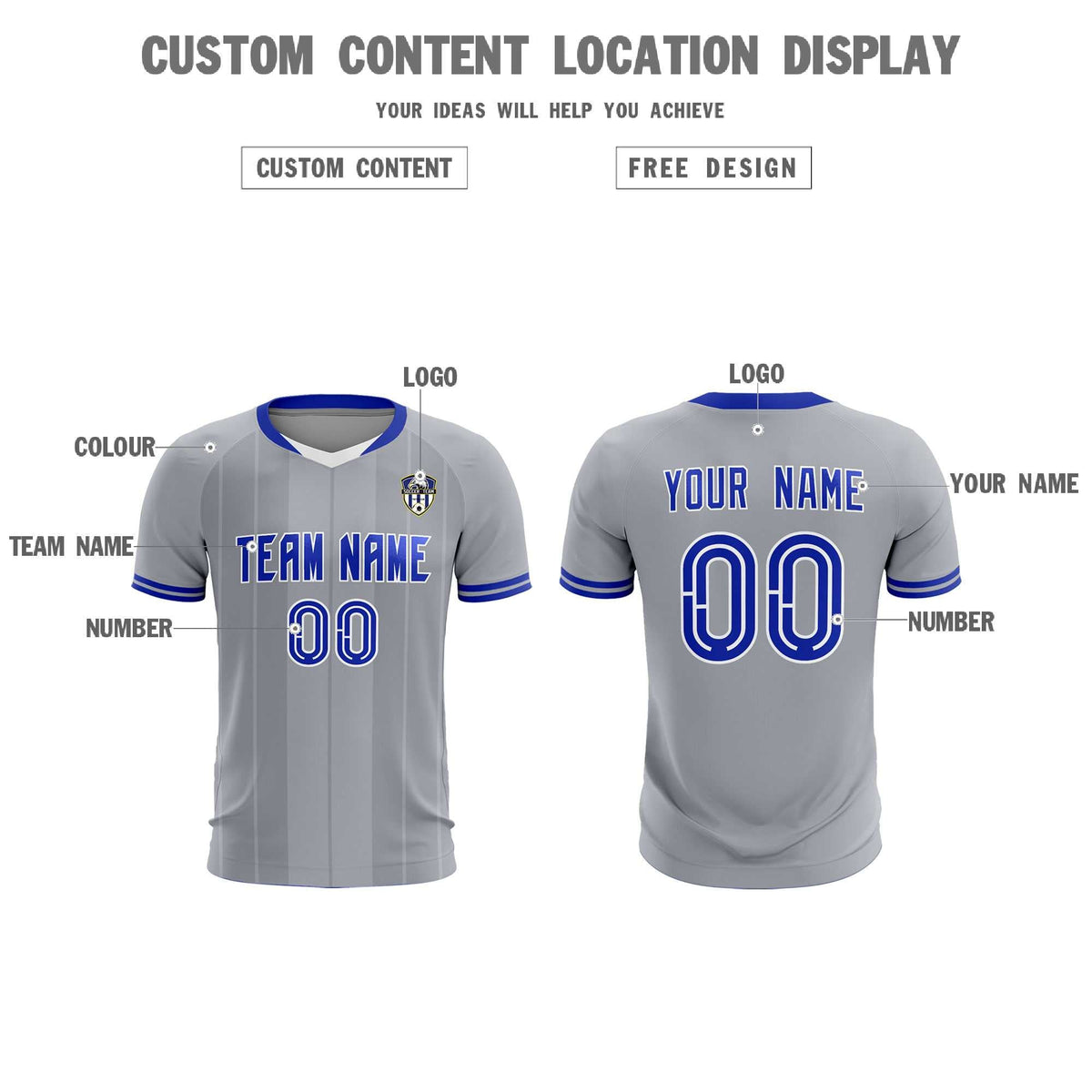 Custom Gray Classic Striped Personalized Soccer Tops/Sets Jersey