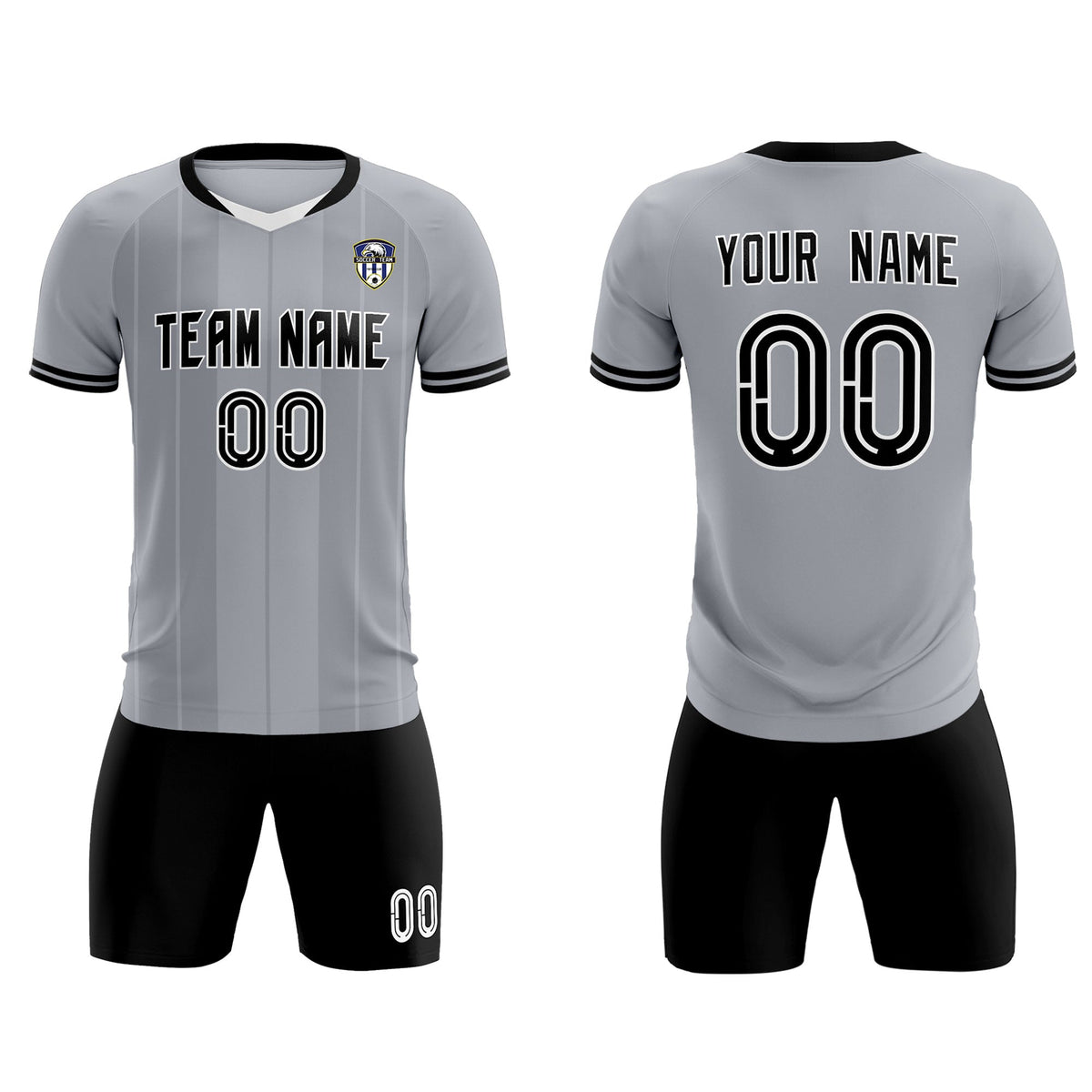 Custom Gray Classic Striped Personalized Football Kit Jersey