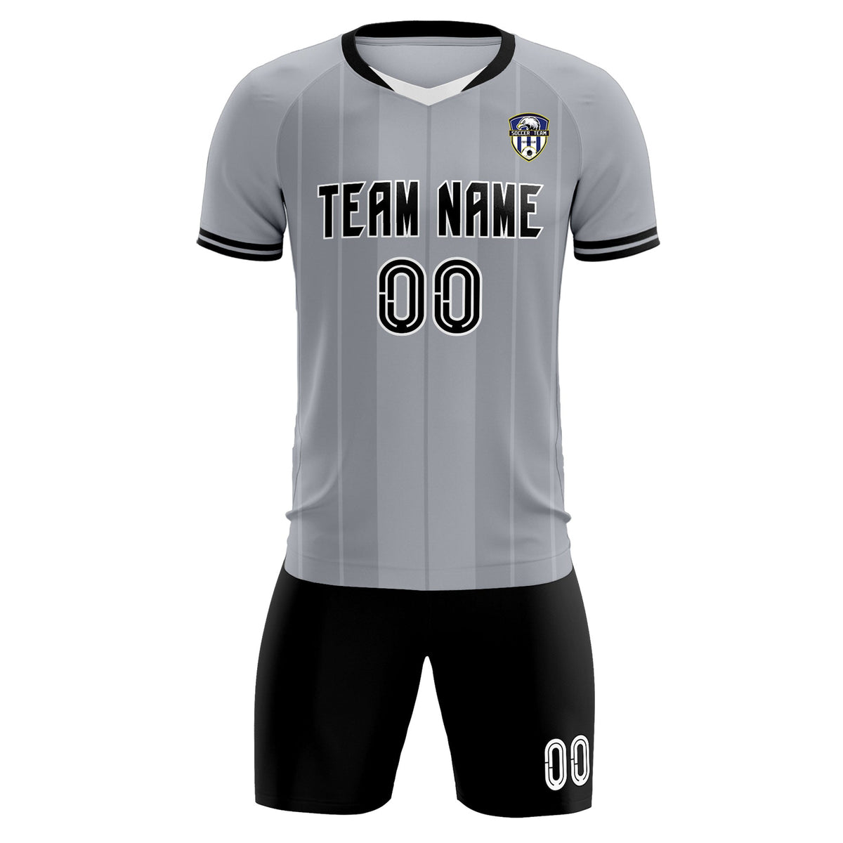 Custom Gray Classic Striped Personalized Soccer Tops/Sets Jersey