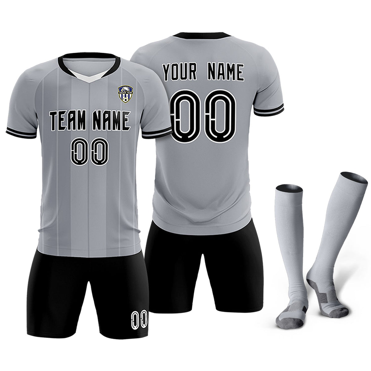Custom Gray Classic Striped Personalized Soccer Tops/Sets Jersey