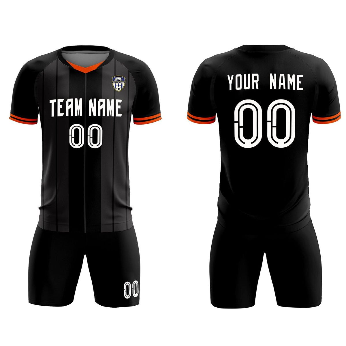 Custom Black Classic Striped Personalized Football Kit Jersey