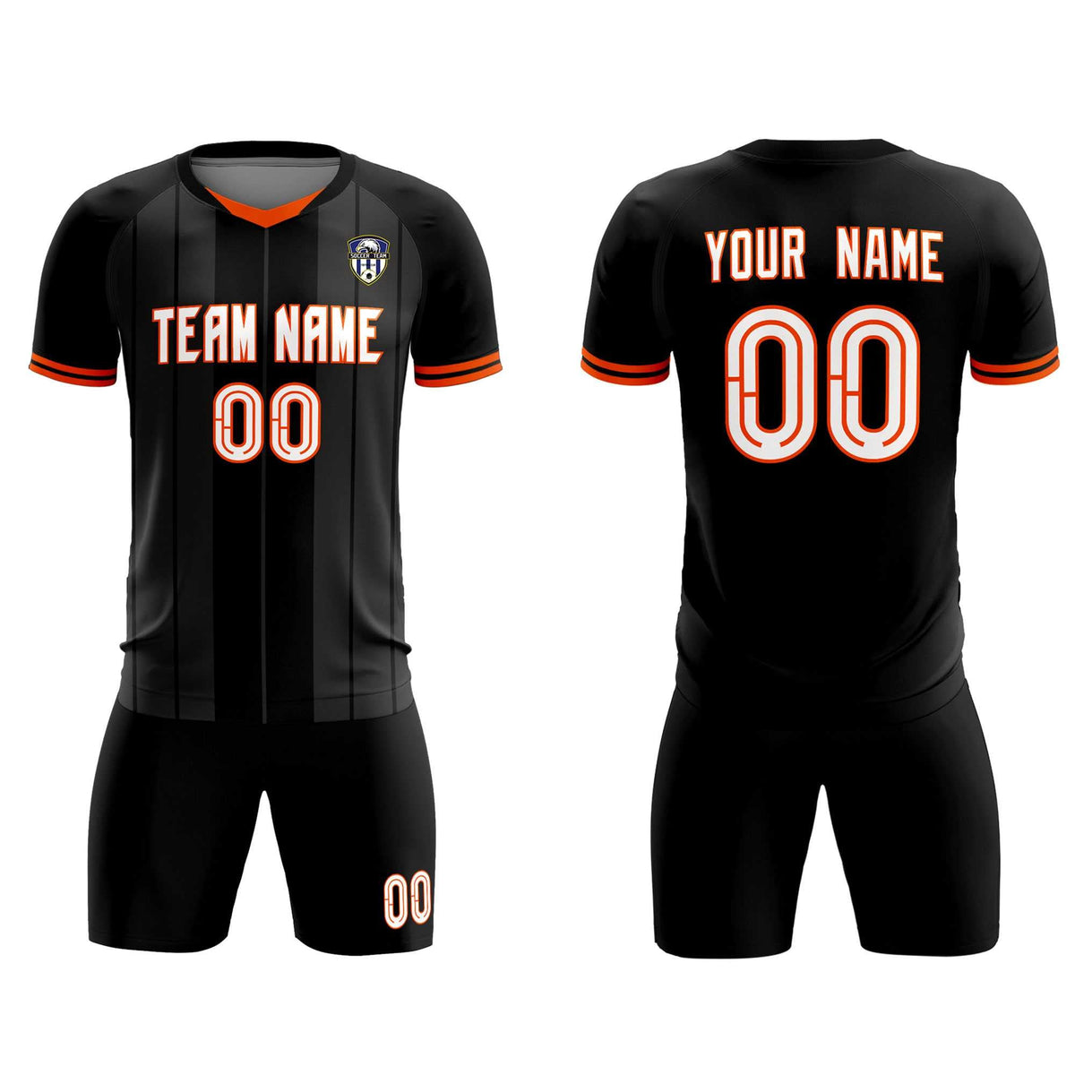 Custom Black Classic Striped Personalized Football Kit Jersey