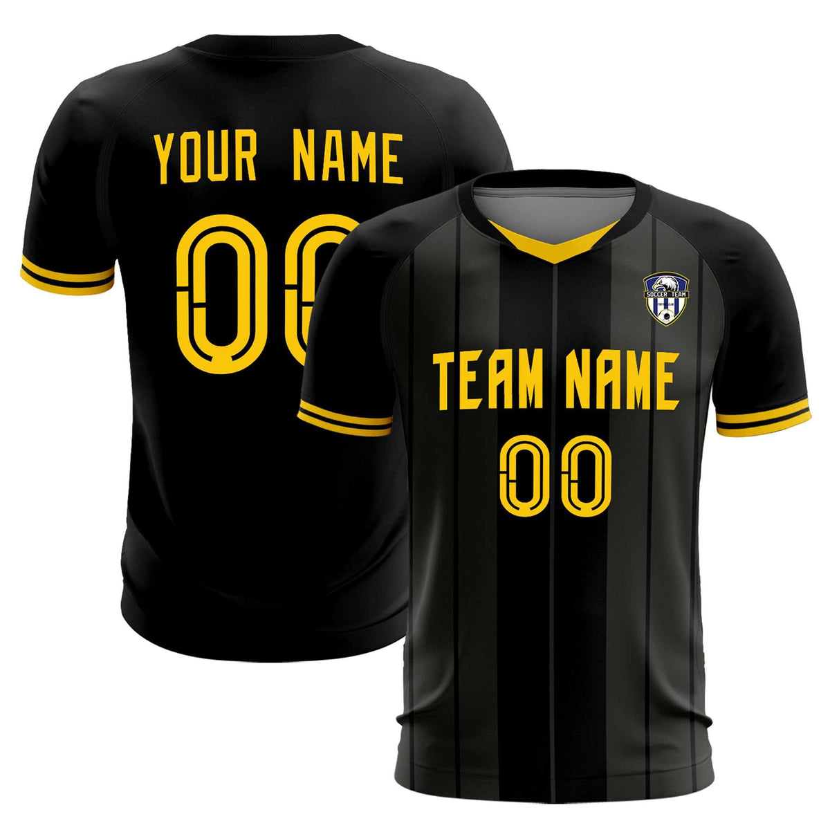 Custom Black Classic Striped Personalized Football Kit Jersey