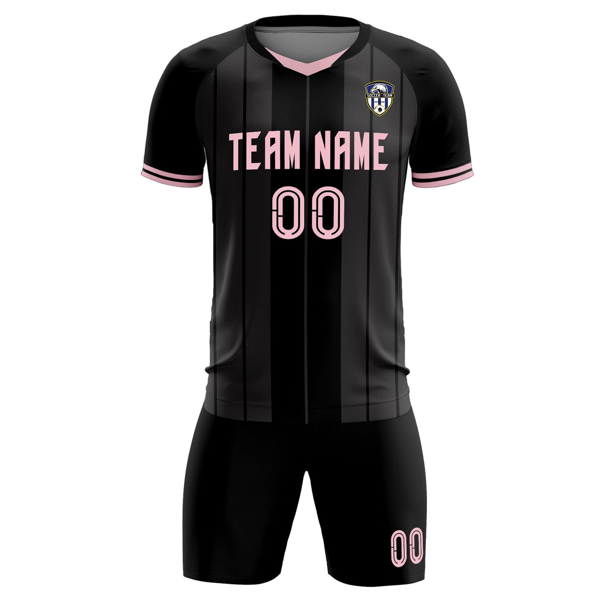Custom Black Classic Striped Personalized Soccer Tops/Sets Jersey