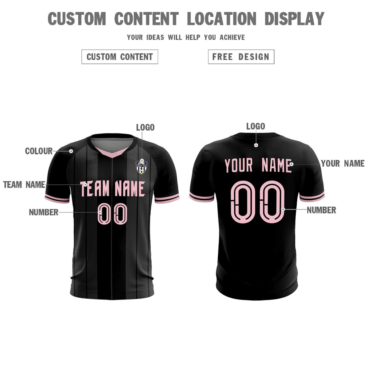 Custom Black Classic Striped Personalized Football Kit Jersey