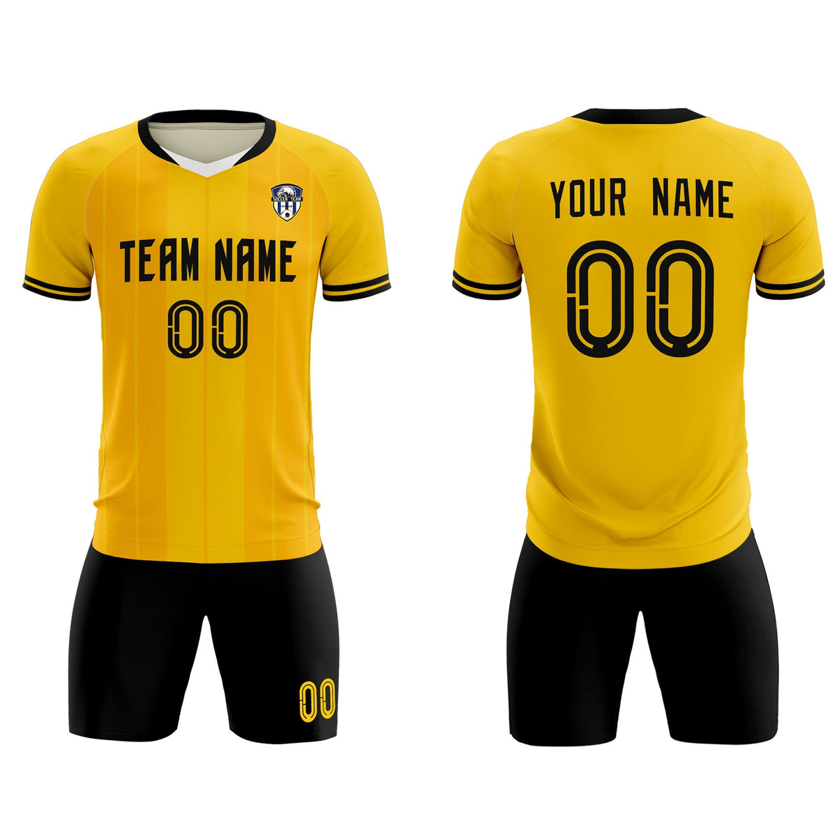 Custom Gold Classic Striped Personalized Football Kit Jersey