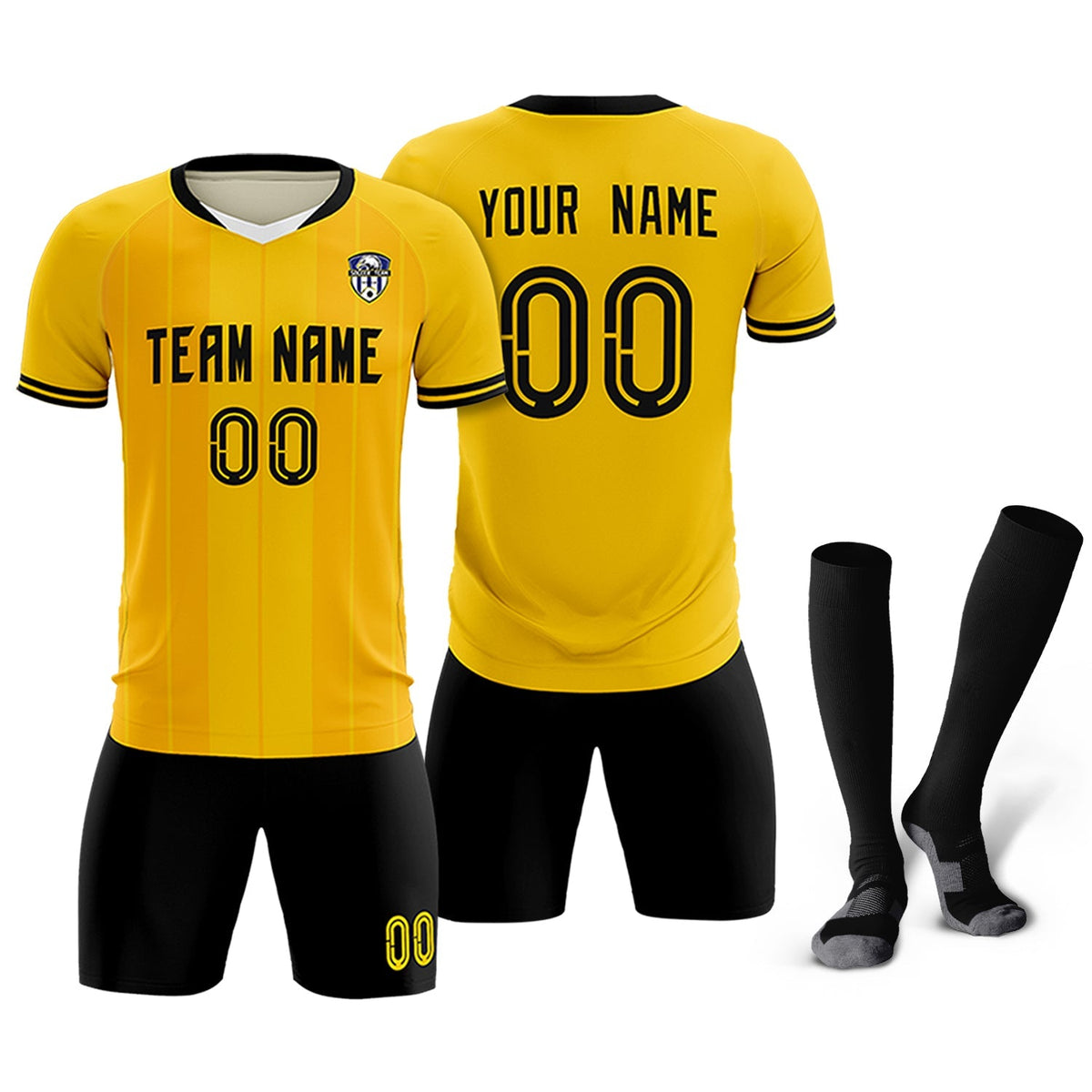 Custom Gold Classic Striped Personalized Football Kit Jersey