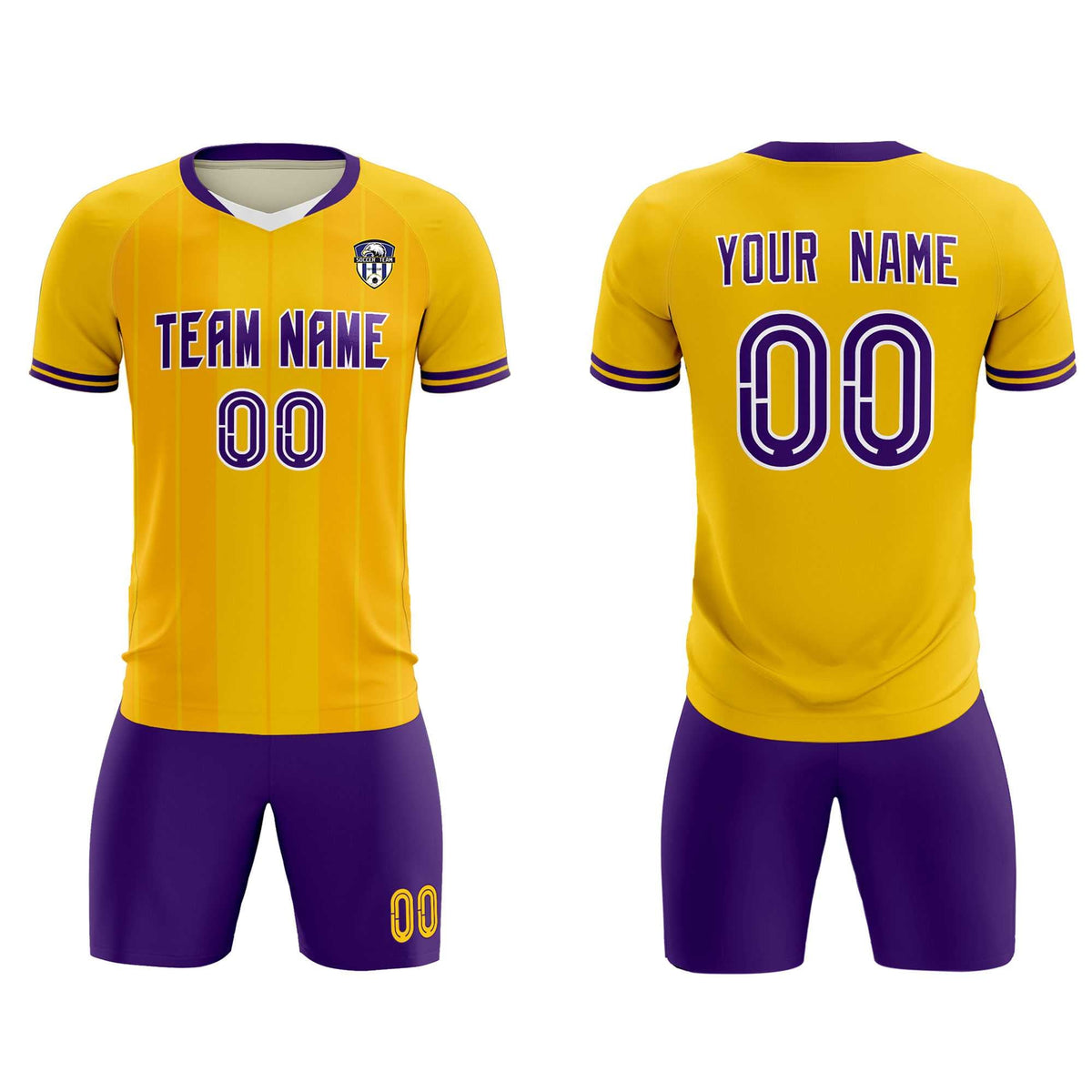 Custom Gold Classic Striped Personalized Football Kit Jersey