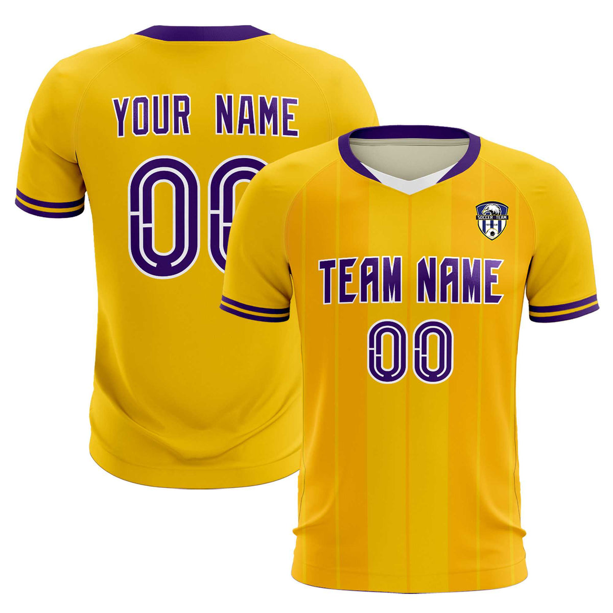 Custom Gold Classic Striped Personalized Soccer Tops/Sets Jersey