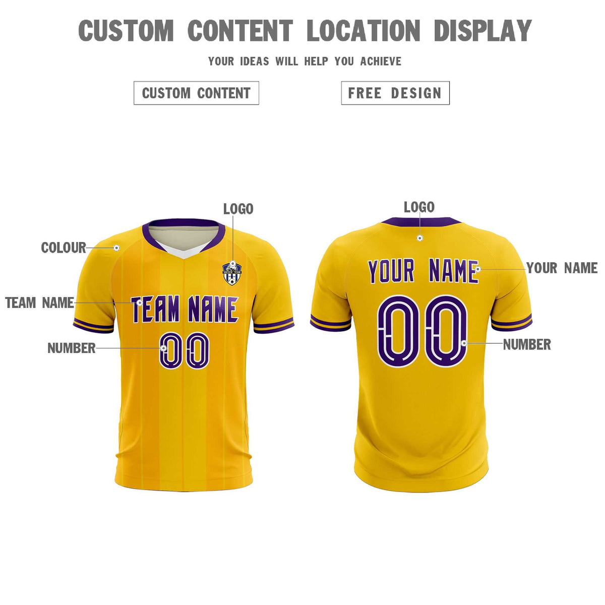 Custom Gold Classic Striped Personalized Football Kit Jersey