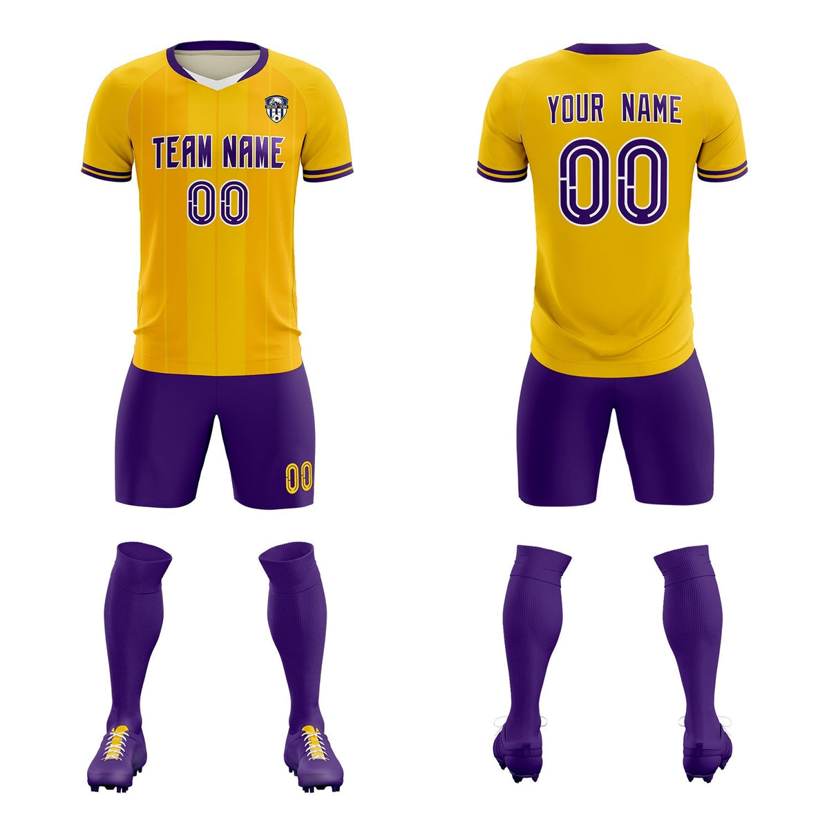 Custom Gold Classic Striped Personalized Football Kit Jersey