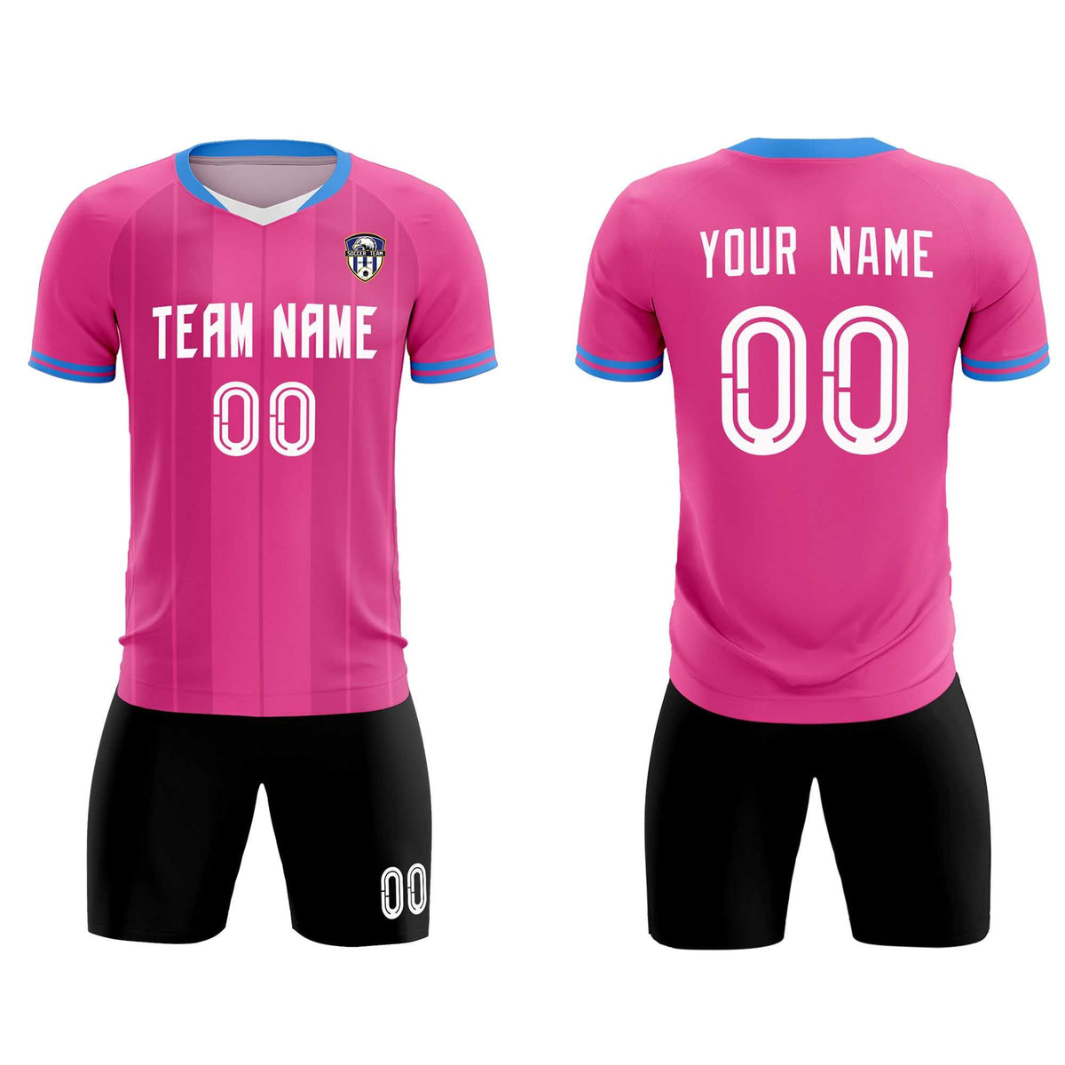 Custom Pink Classic Striped Personalized Football Kit Jersey