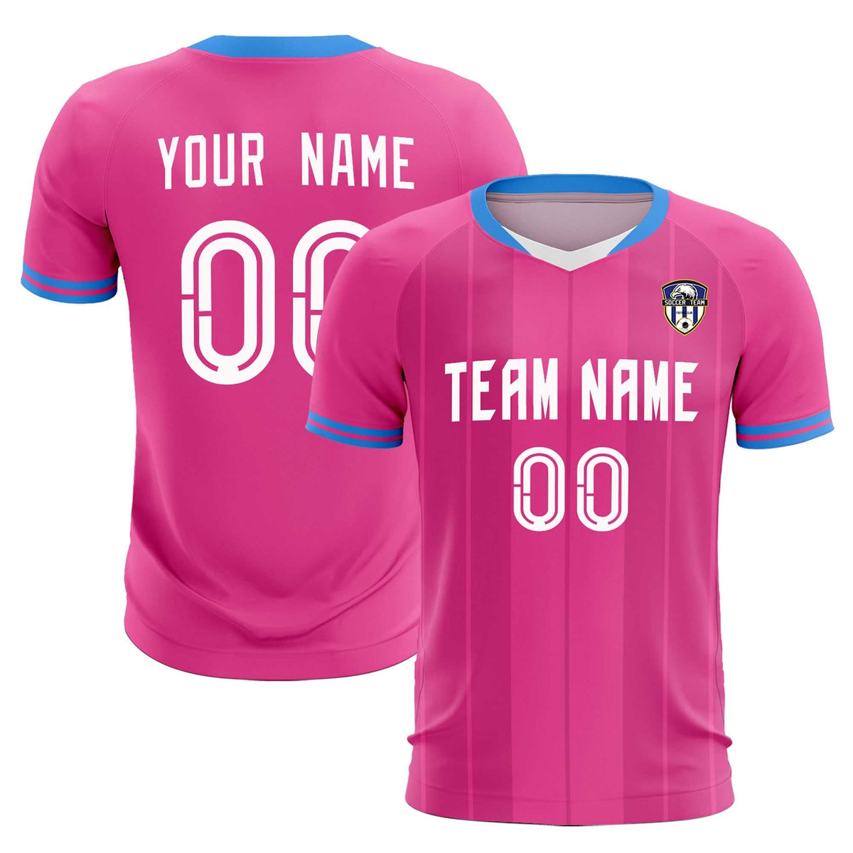 Custom Pink Classic Striped Personalized Soccer Tops/Sets Jersey