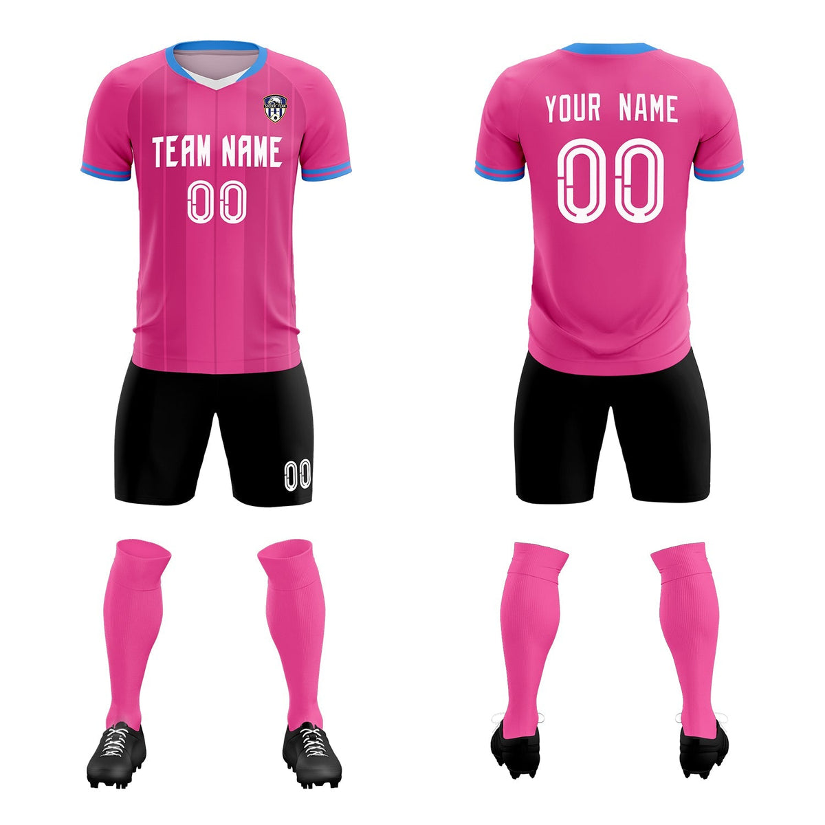 Custom Pink Classic Striped Personalized Football Kit Jersey