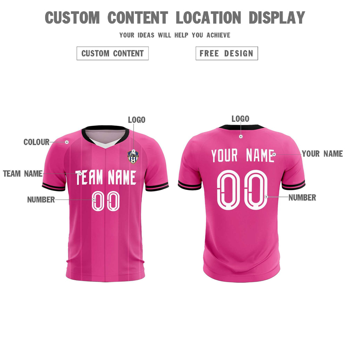 Custom Pink Classic Striped Personalized Football Kit Jersey