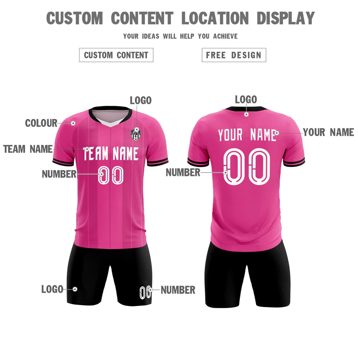 Custom Pink Classic Striped Personalized Soccer Tops/Sets Jersey